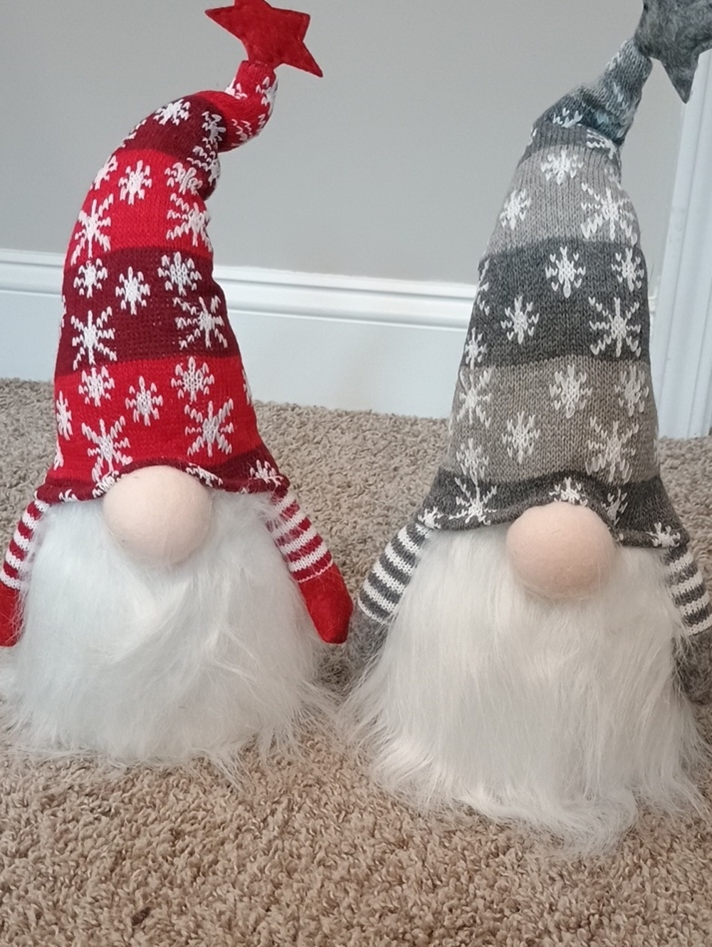 Set of 2 Gnome Holiday Plushes - Red & Gray